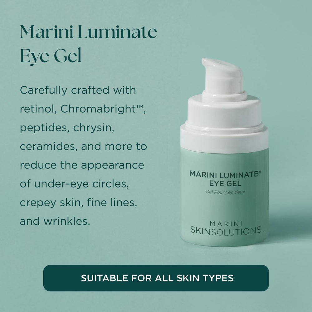 Marini SkinSolutions Luminate Eye Gel texture close-up on creamy gel