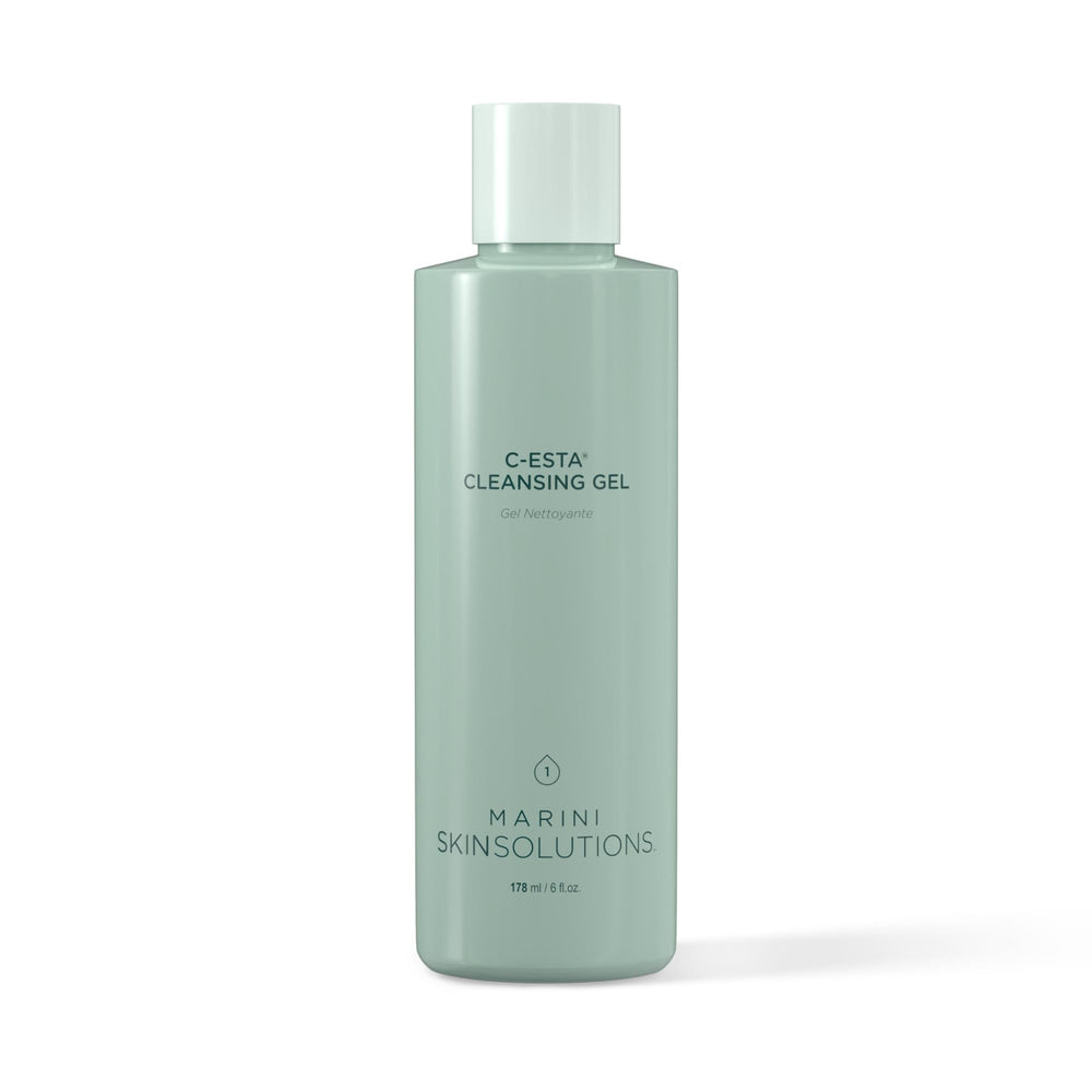 Marini SkinSolutions C-ESTA cleansing gel bottle offers gentle daily cleansing.