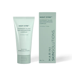 Marini SkinSolutions Night Zyme bottle, sleek packaging for nighttime radiance and smooth skin prep.