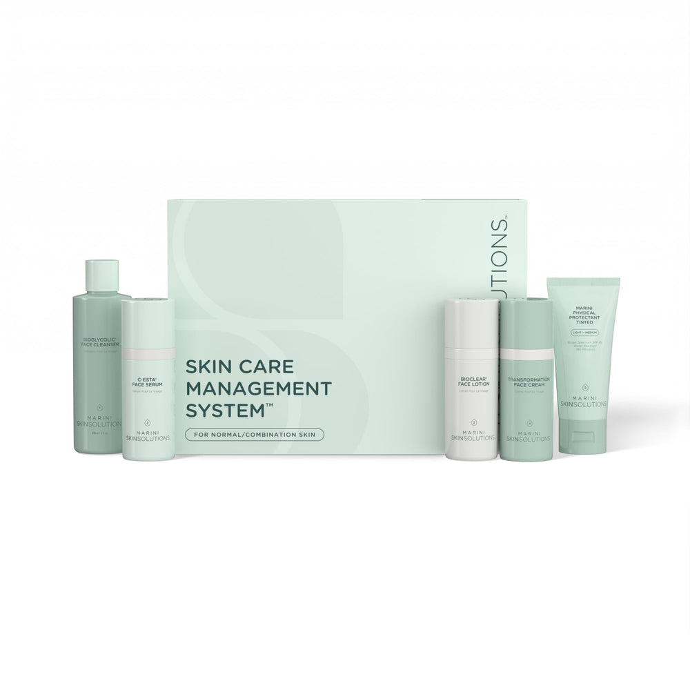 Marini SkinSolutions Skin Care System packaging shows premium, cruelty-free, USA-made quality.