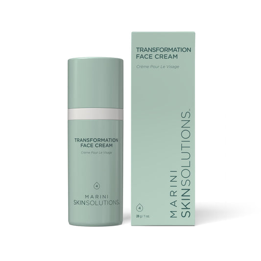 Marini SkinSolutions Transformation Face Cream packaging highlighting midweight formula for daily hydration