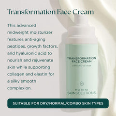 Marini SkinSolutions Transformation Face Cream tube close-up showing smooth texture for quick absorption