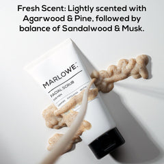 MARLOWE moisturizer scent blend aloe and citrus shown in bottle texture.
