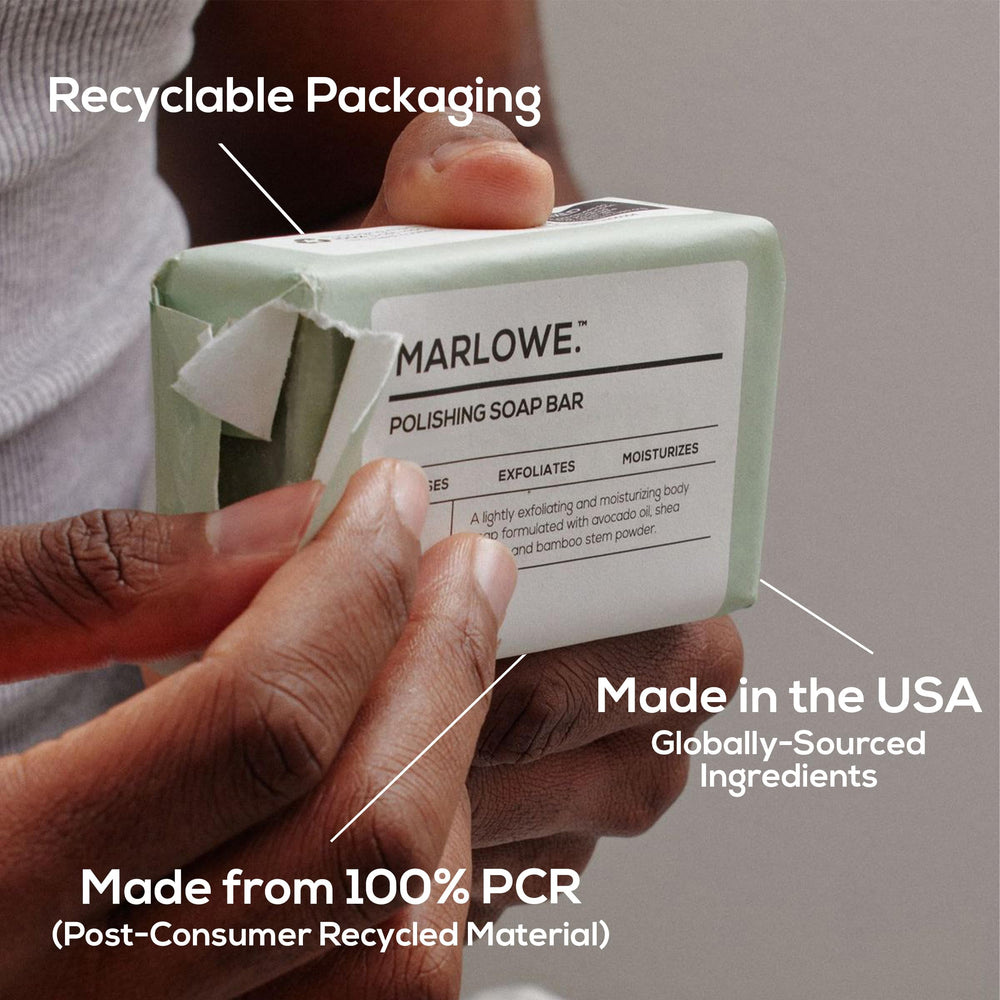 MARLOWE No.108 wrapper uses 100% post-consumer recycled material.