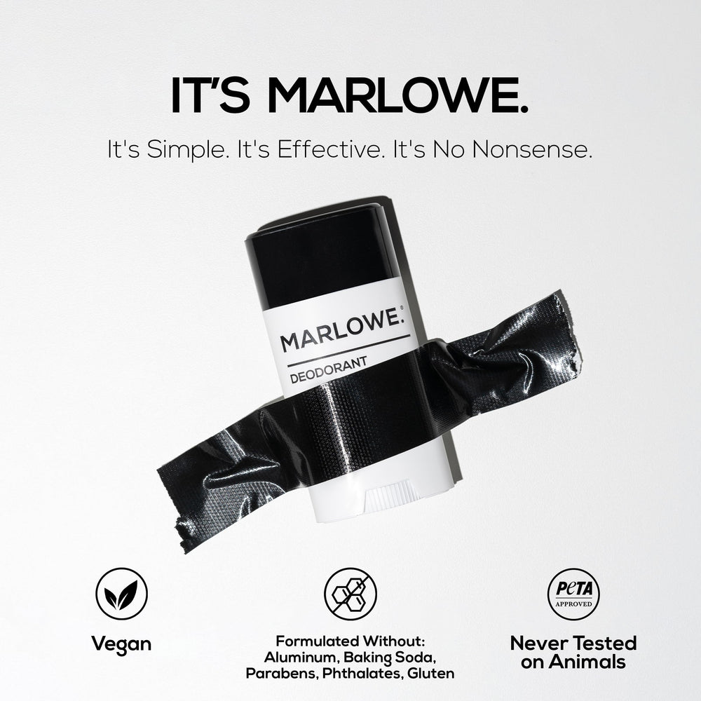 Applying MARLOWE No.024 after a shower for clean, confident daily wear.