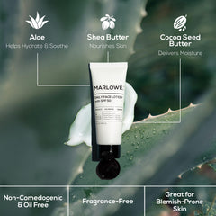 MARLOWE No128 SPF50 lotion on bottle ready for morning routine