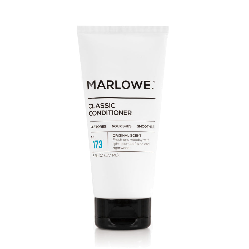 MARLOWE No.173 conditioner bottle, front view, highlighting argan and coconut oils for nourishment