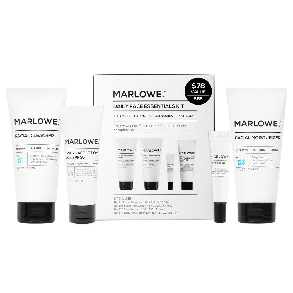 MARLOWE No204 daily essential face kit on display for easy gifting