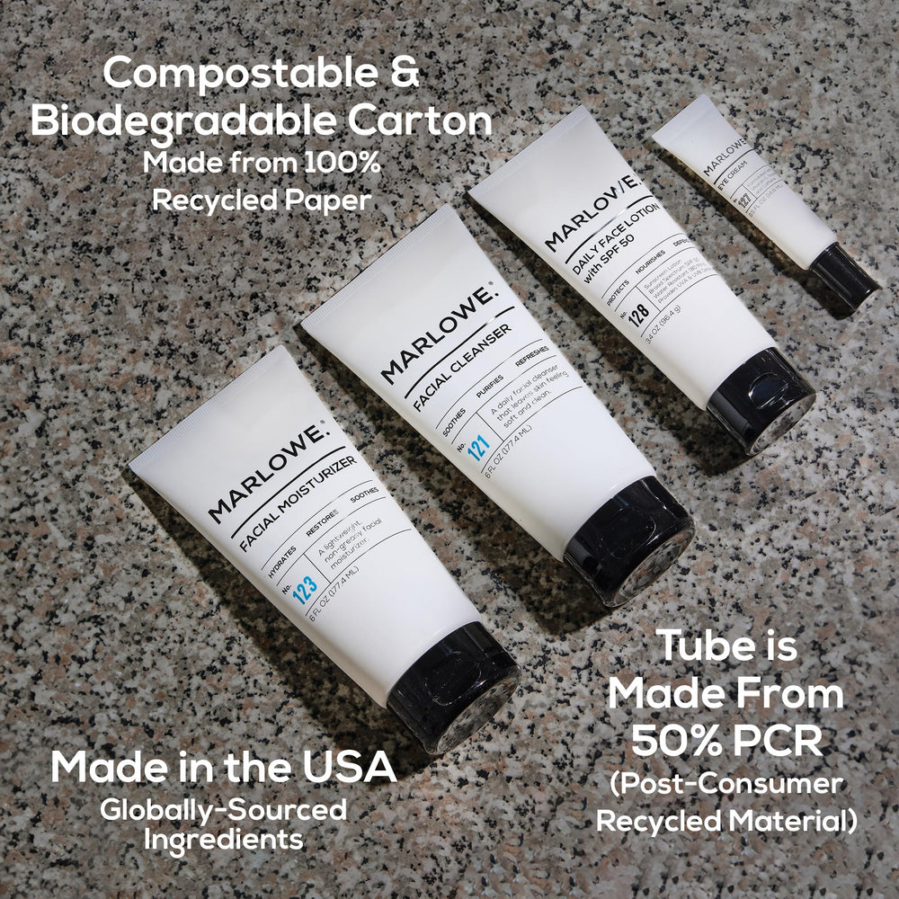 MARLOWE No128 SPF50 lotion on hand demonstrates everyday sun protection
