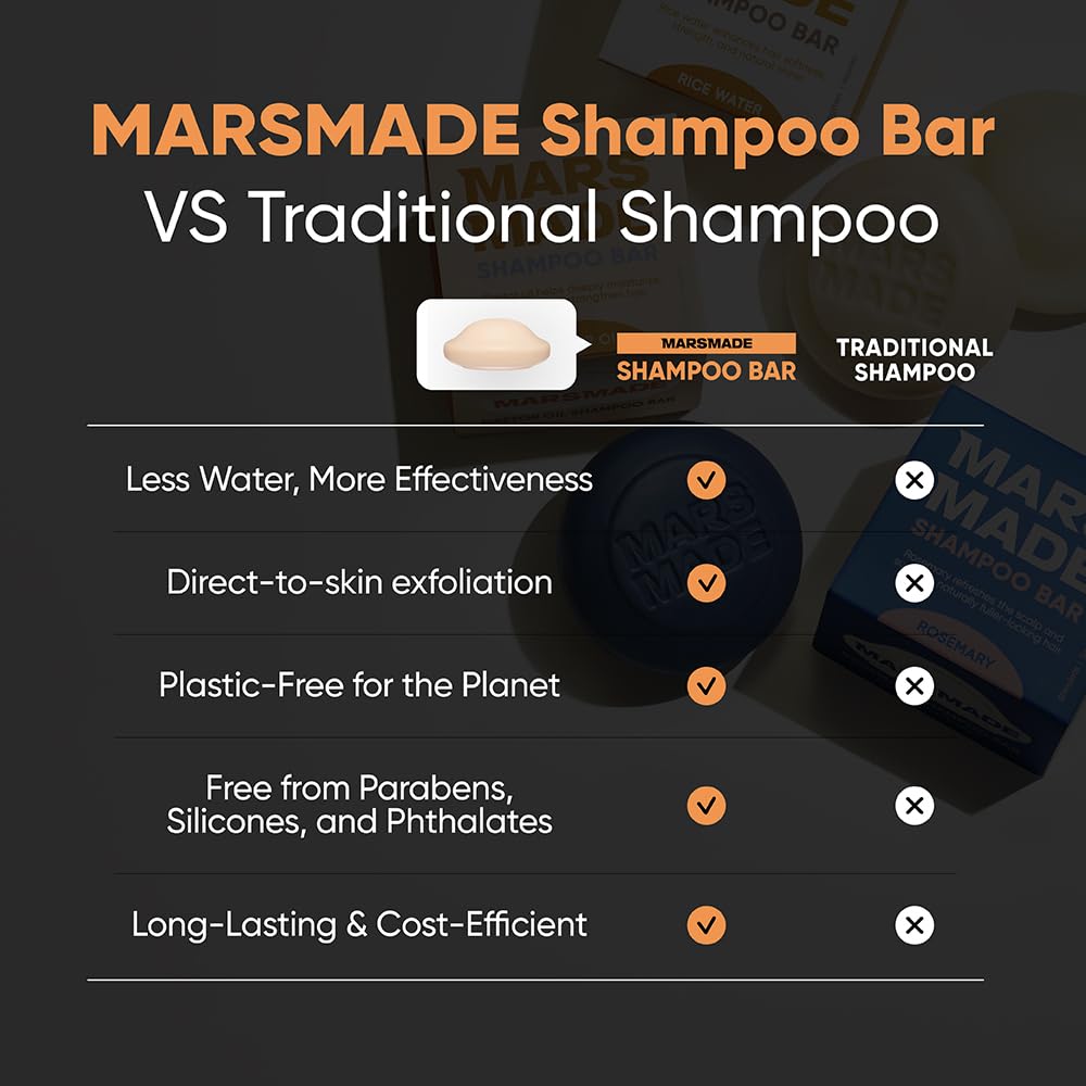 Close view of natural oils and turmeric in Mars Made shampoo bar.