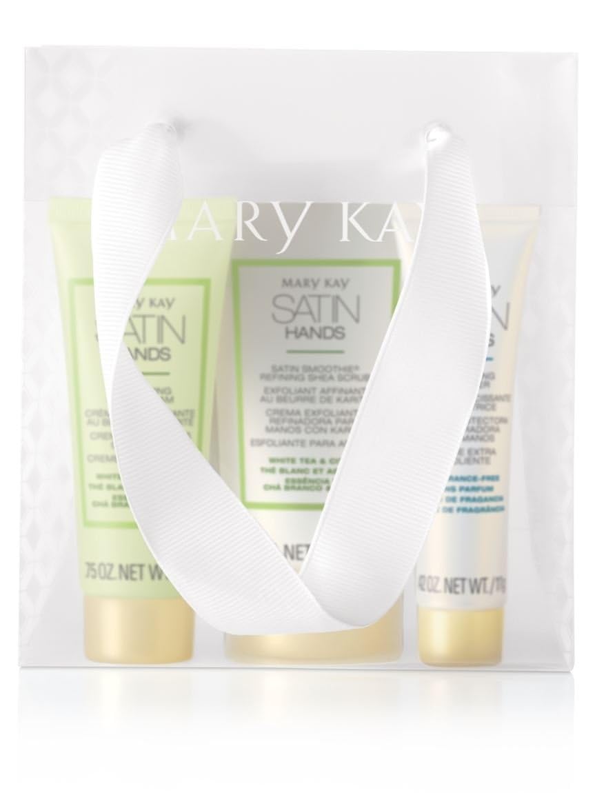 Mary Kay Satin Hands packaging and included cloth, elegant presentation.
