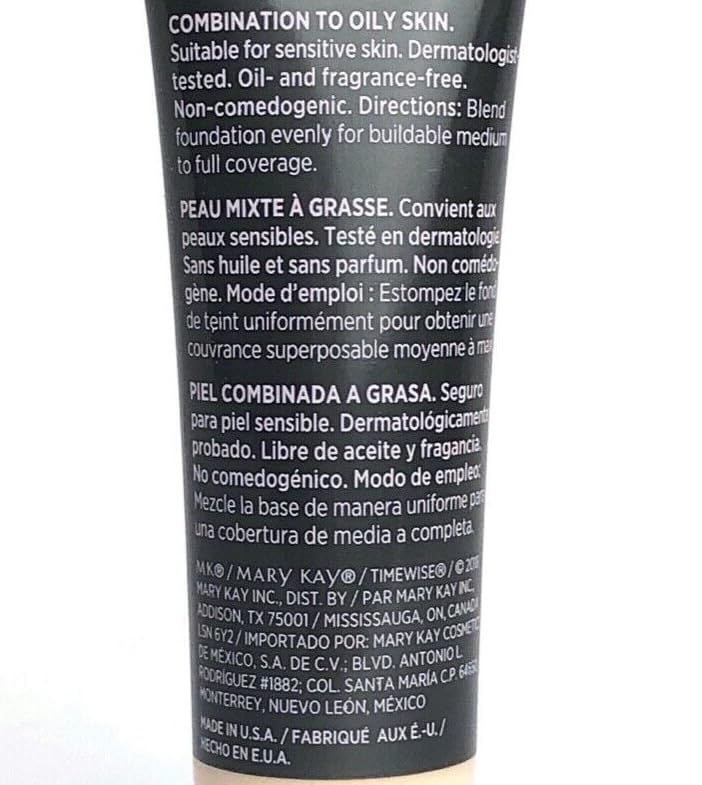 Mary Kay TimeWise Matte 3D Foundation Ivory C110 blend on skin demonstrates natural matte look.