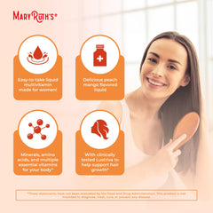 MaryRuth Organics symbols show vegan and allergen-friendly formula.