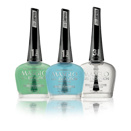 MASGLO Gel Evolution base coat bottle ready to prime nails for lasting color