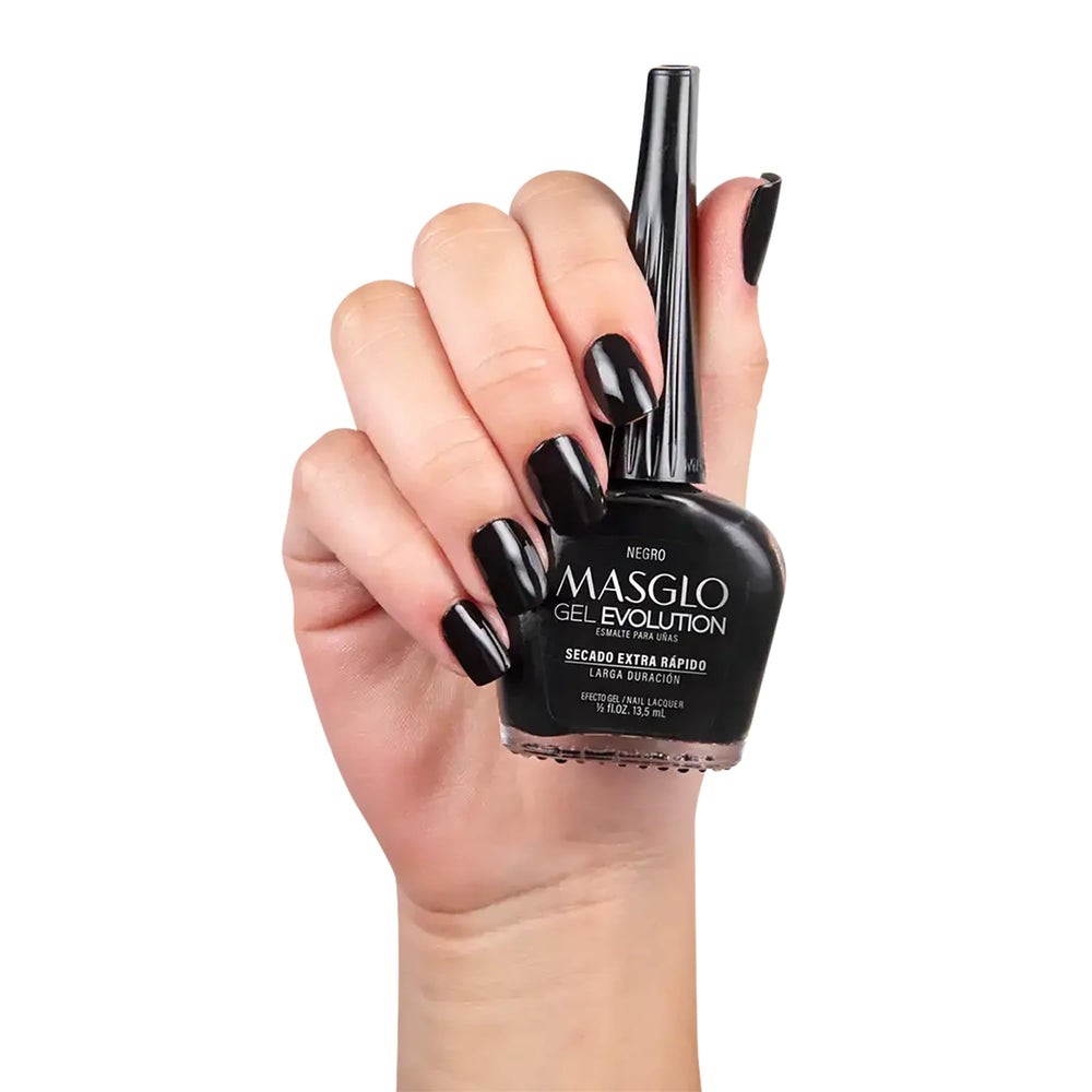 MASGLO Gel Evolution color Nieve bottle shown for a soft nude shade.