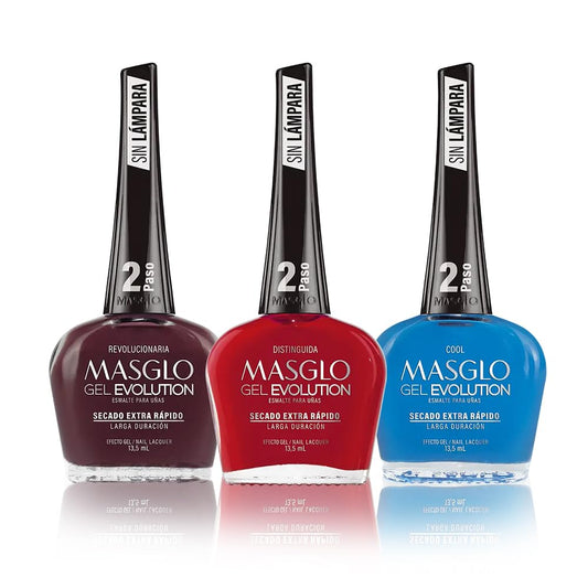 MASGLO Gel Evolution Revolucionaria swatch with bold color and glossy finish