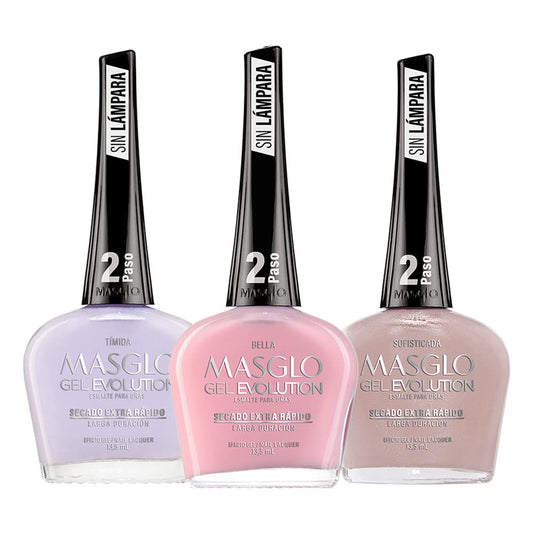 MASGLO Gel Evolution Sophisticated bottle close-up with a glossy finish.