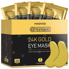 Maskiss 24k gold under-eye patches pack shot highlighting luxurious care