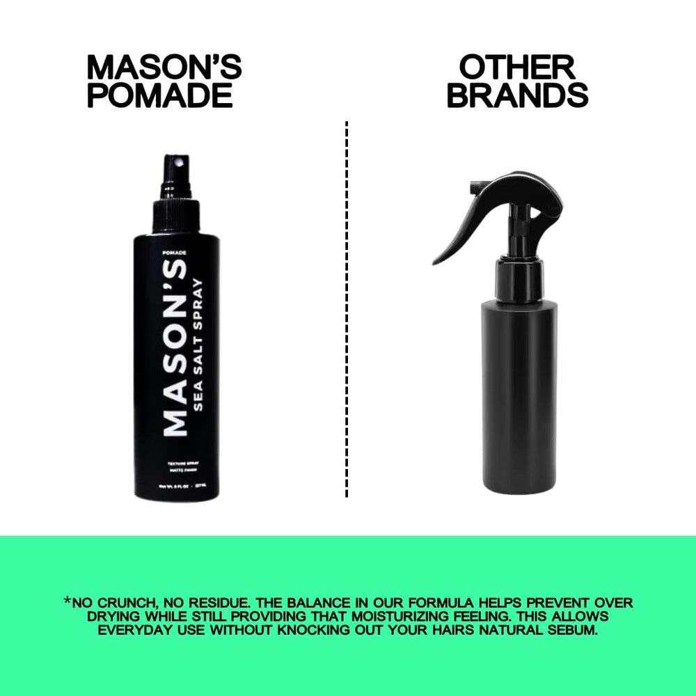 Mason’s Sea Salt Spray bottle with mountain rain scent.