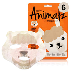 Masque BAR Pretty Animalz Llama face mask pack hydrates for radiant skin.