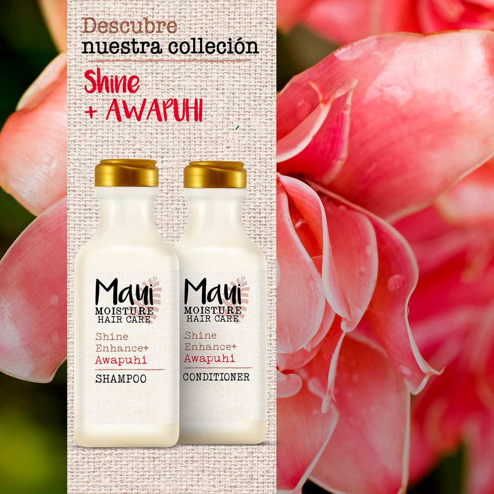 Maui Moisture Coconut water splash conveys tropical hydration.