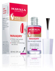 Mavala Mavadry bottle close-up showing fast-dry formula for flawless manicure.