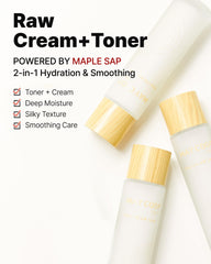 May COOP Cream Skin Toner pour-action shot showing fast-absorbing hydration.