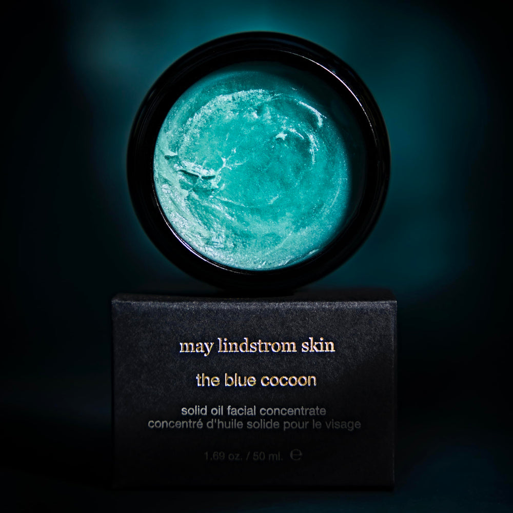 May Lindstrom Skin Blue Cocoon balm-on-face delivers hydrated comfort daily.