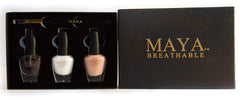 MAYA precise brush application on nail enables clean French tips.