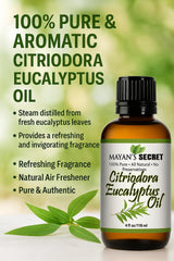 Mayan's Secret Citriodora Eucalyptus diffuser scene with refreshing aroma.