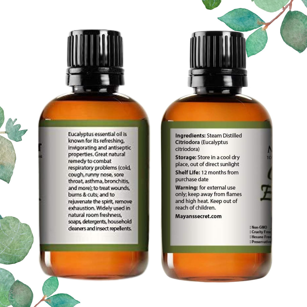 Mayan's Secret Citriodora Eucalyptus oil bath for a revitalizing soak.