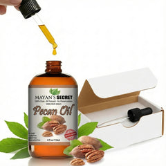 Mayan's Secret Pecan Oil bottle delivers lightweight hydration for daily skincare.