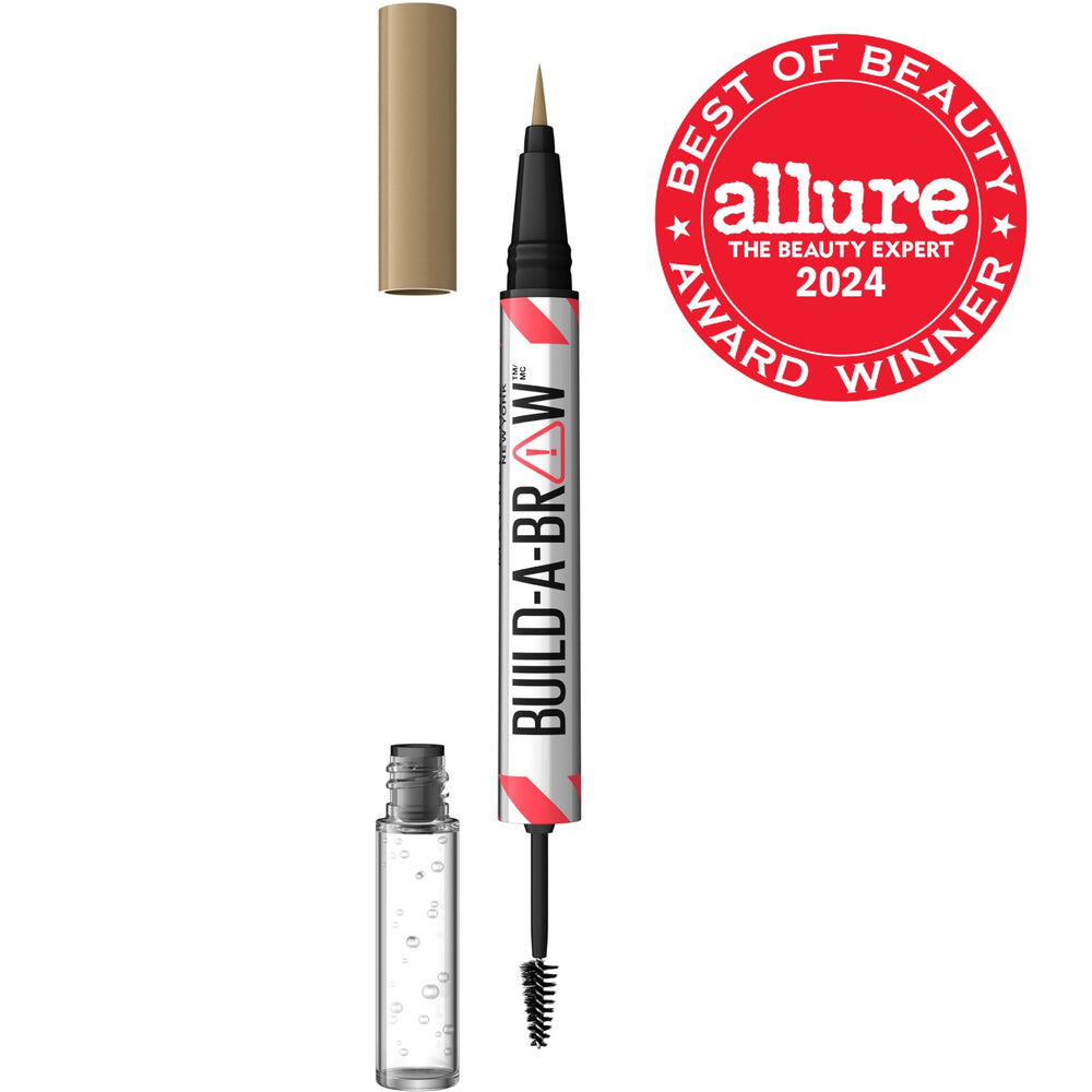 Maybelline Build-A-Brow sealing gel close-up demonstrates clear hold with a non-crunchy finish.