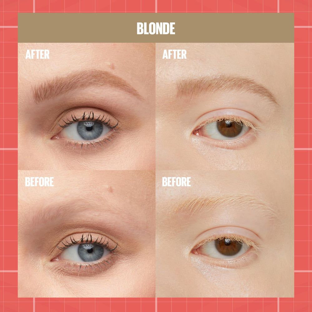 Maybelline Build-A-Brow six shade swatches show brow-tone variety.