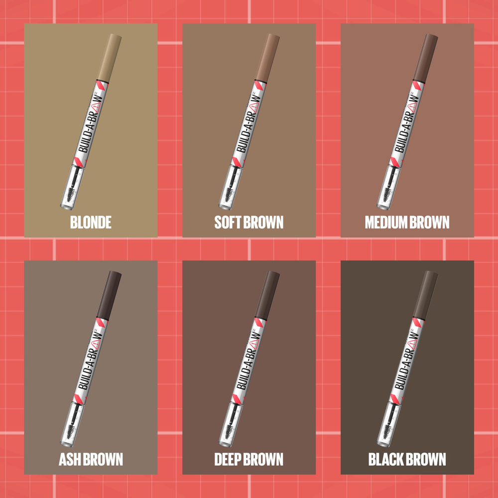 Maybelline Build-A-Brow vegan formula and ophthalmologist-tested safety.