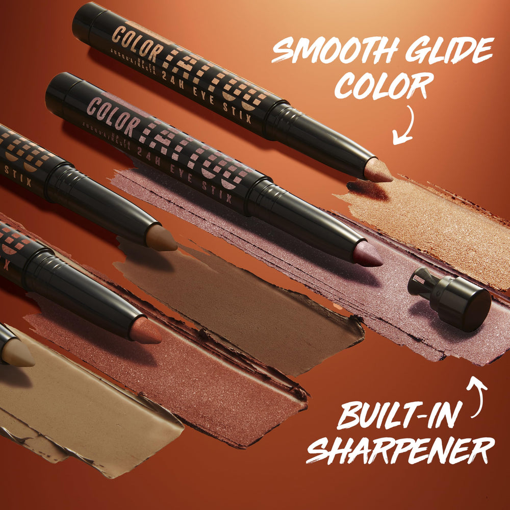 MAYBELLINE Color Tattoo Eye Stix used as liner and primer in one for quick looks.