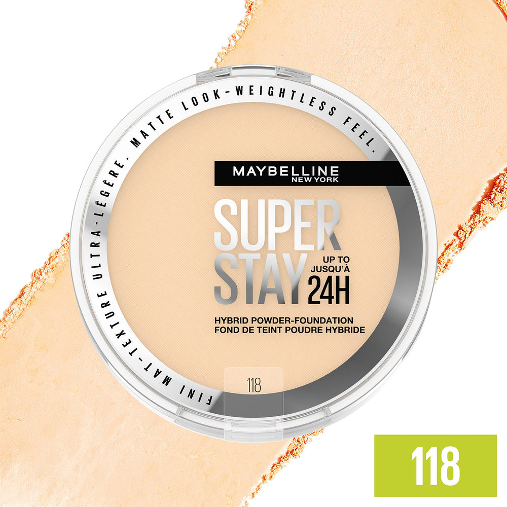 Maybelline Hybrid technology finish in matte texture close-up highlights smooth consistency.