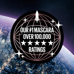Maybelline Lash Sensational Sky High Space Diamond mascara on lashes with glitter finish