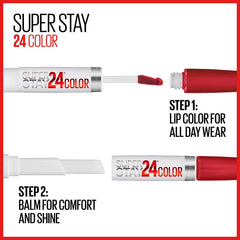 Maybelline Super Stay 24 lip balm tube, extra moisture with satin finish.
