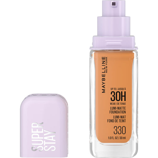 Maybelline Super Stay Lumi-Matte foundation bottle close-up for long wear
