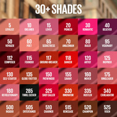 Maybelline swatches reveal over 30 saturated matte shades in the collection.