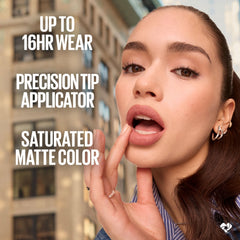 Maybelline waterproof matte finish resists smudging during busy daily life.