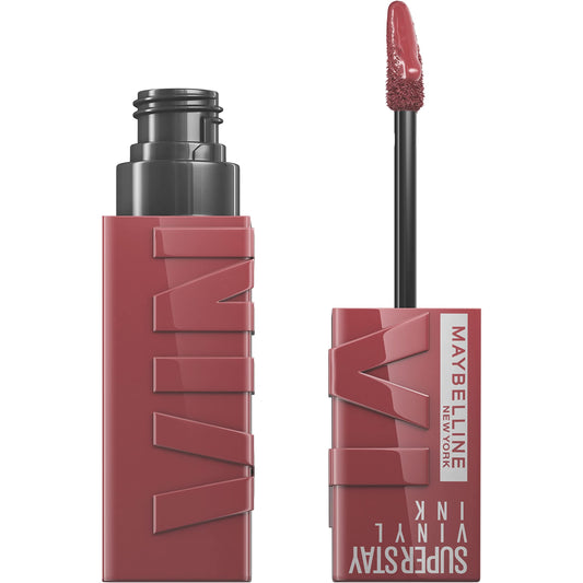 Maybelline Super Stay Vinyl Ink lipcolor bottle shows rich pigment for longwear.