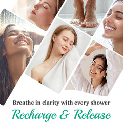 Steamer dissolving in shower water creating spa ambiance.