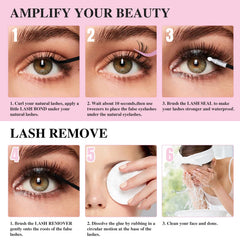 Mayhug at-home lash application scene using the 4-in-1 kit.