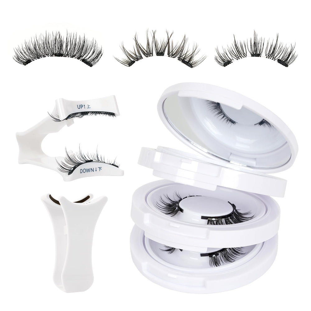 Mayhug magnetic eyelashes kit with three lash pairs for easy, glue-free wear.