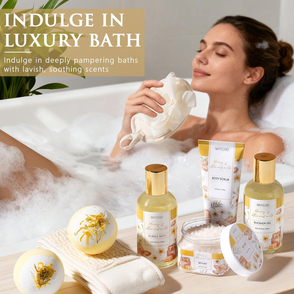 MAYICIVO loofah sponge scrubber builds a rich lather with gentle exfoliation