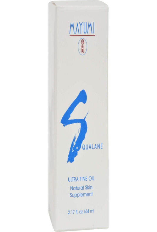 Mayumi Squalane Skin Oil bottle on a clean vanity, delivering daily hydration.