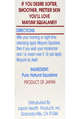Mayumi Squalane Skin Oil packaging highlights compatibility with natural oils.