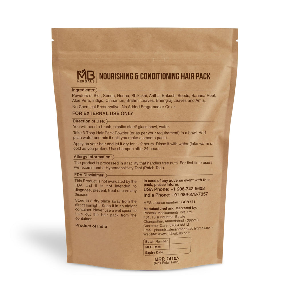MB Herbals Hair Pack powder mix bowl for nourishing roots